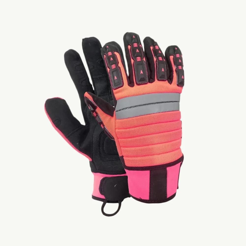 Premium TPR Safety Gloves (Orange & Pink)